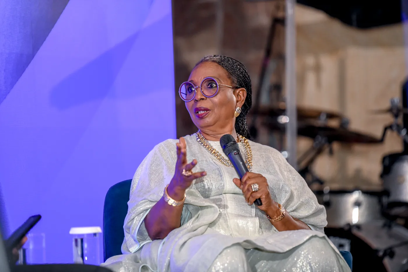 Pastor Ibukun Awosika answers a question at the Fireside Chat